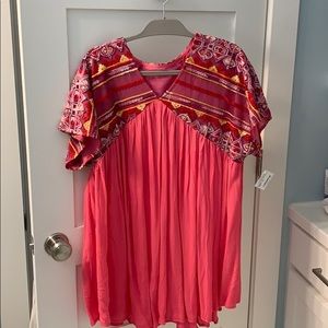 Pink Aztec pattern shift dress